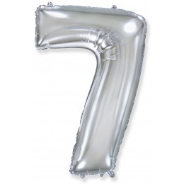 Воздушный шар Цифра 7, (40''/102 см), серебро